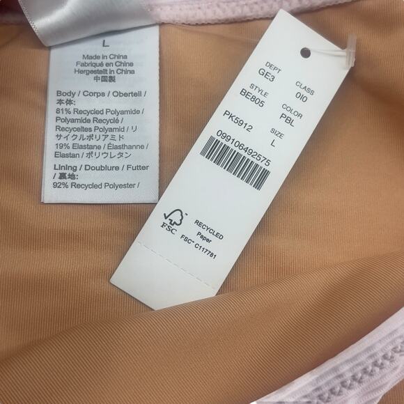 J Crew Bikini Bottoms Pink Cheeky Curved Ribbed String Size Large BE805 Sexy New - Picture 4 of 5